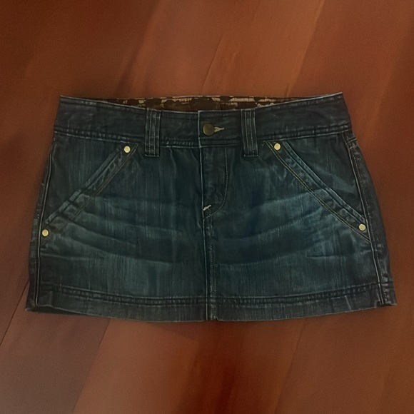 VINTAGE X2 DARK DENIM JEAN MINI SKIRT - Picture 13 of 16